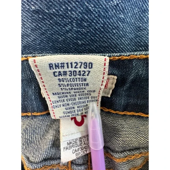 True Religion Becky Bootcut Jeans Petite Dark Wash Denim USA Made Size 26 - Picture 12 of 14